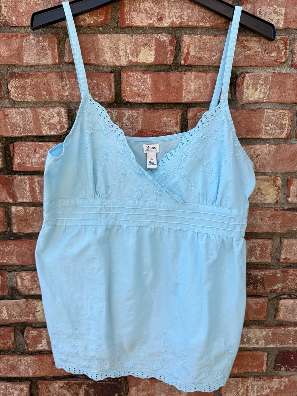 Bass Pale Blue Eyelet V-Neck Camisole